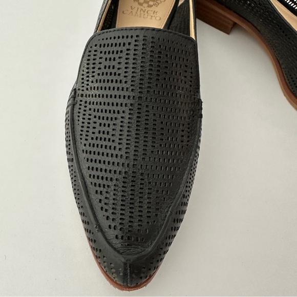 Vince Camuto Kade Perforated Black Leather Loafers Pointed Toe Size 9M - Picture 3 of 9